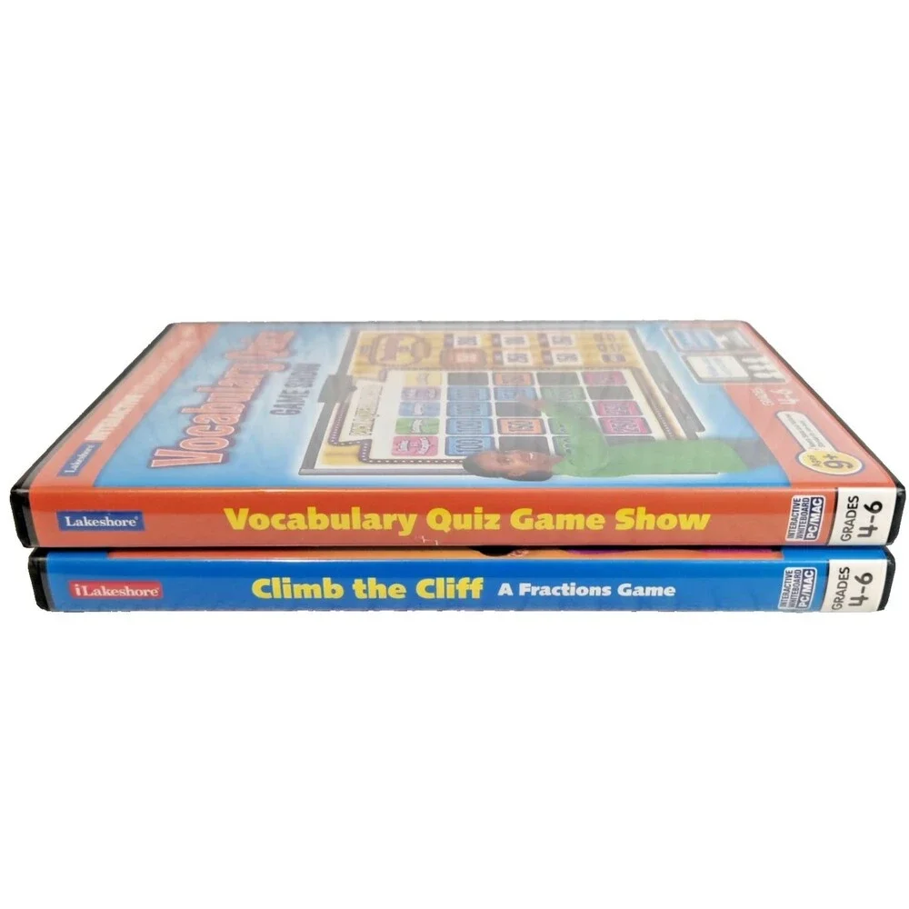 Lakeshore Education Lot of 2 Vocabulary Quiz,Fractions PC/MAC -2 Software Games